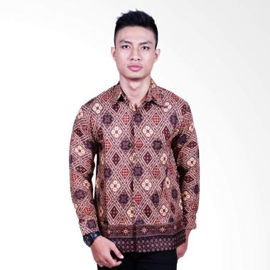 Batik Putri Ayu Solo Furing Kemeja Batik Lengan Panjang Pria - Cokelat [KPJ607]