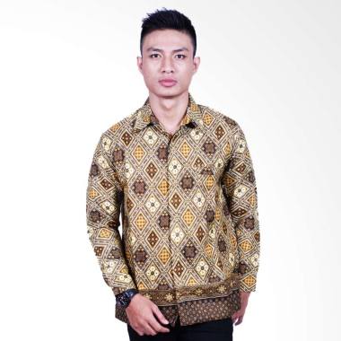 Batik Putri Ayu Solo Furing Kemeja Batik Lengan Panjang Pria - Hijau [KPJ607]