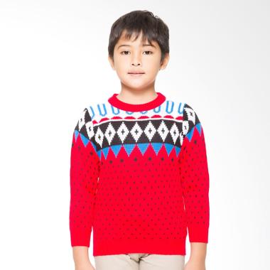 Adamsbell Boy's Basic Katun Sweater Anak - Merah