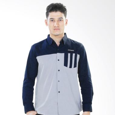 Azzurra Komb Katun Atasan Kemeja Pria - Biru Azzurra Komb Katun Atasan Kemeja Pria - Biru