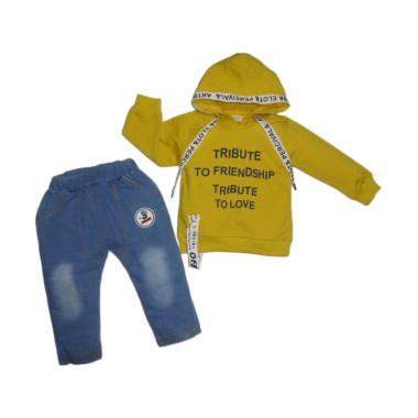 VERINA BABY Atasan Sweater Hodie Kuning Plus Pants Setelan Anak