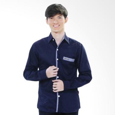 Azzurra Jeans Suede Atasan Kemeja Pria - Biru Tua Azzurra Jeans Suede Atasan Kemeja Pria - Biru Tua