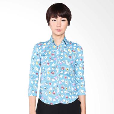 Yona Busana Arisna Motif Boneka Atasan Wanita - Light Blue