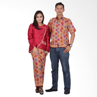 Batik Putri Ayu Solo srd200 Batik Sarimbit Modern Semi Sutra Prada - Merah