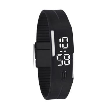 Teiton Sport Minimalis Lampu Putih Jam Tangan LED Pria - Hitam Putih
