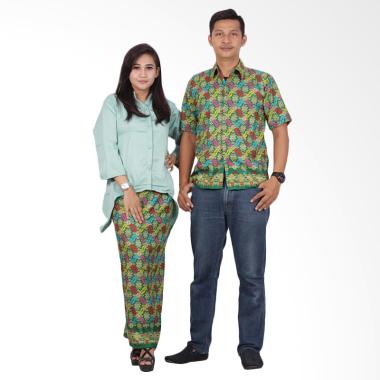 Batik Putri Ayu Solo Dress SRD203 Baju Batik Couple - Hijau
