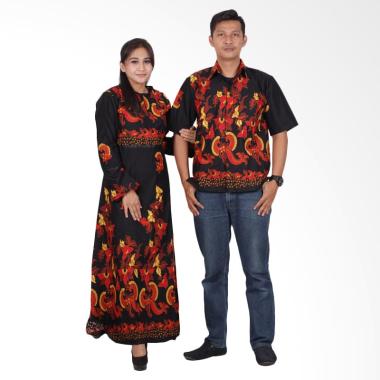Batik Putri Ayu Solo Gamis Modern srg201 Baju Batik Couple - Hitam