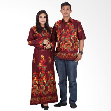Batik Putri Ayu Solo Gamis Modern srg201 Baju Batik Couple - Cokelat