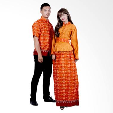 Batik Putri Ayu Solo Gamis Katun Velvet Premium SRG114 Baju Batik Couple - Orange