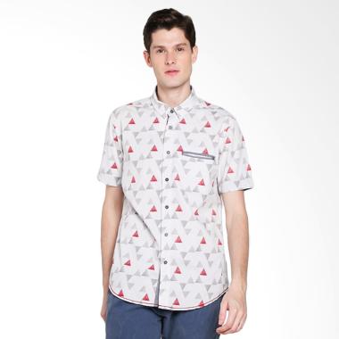 Lois Men Shirt Kemeja Pria - Grey White [832]