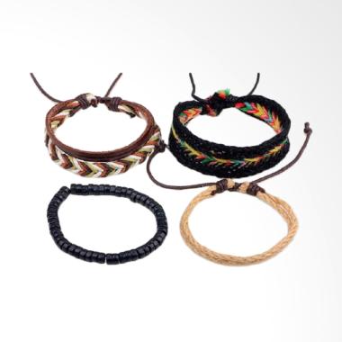 Cannies Stores Multilayer Korea Man Simple Bracelet - Rainbow [4 pcs/ Rbbb67]