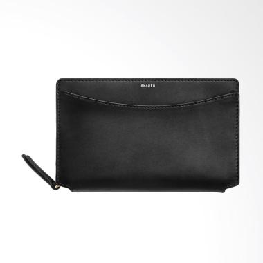 Skagen Ryle Leather Recessed Zip Arround Black Dompet Wanita - Black