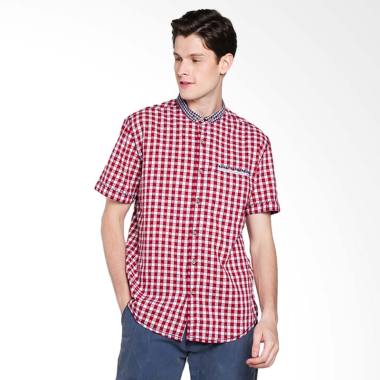 Lois Men Shirt Kemeja Pria - Pink  Plaid [813]