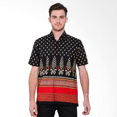 Batik Waskito Short Sleeve Cotton Batik Shirt Kemeja Batik Pria - Black [HB 10718]