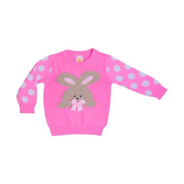 PLEU Rabbit Rajut Sweater Anak - Pink