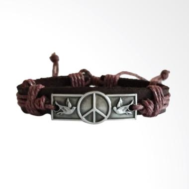 Robagin Lambang Perdamaian Peace Kulit Gelang Pria [GLX93]