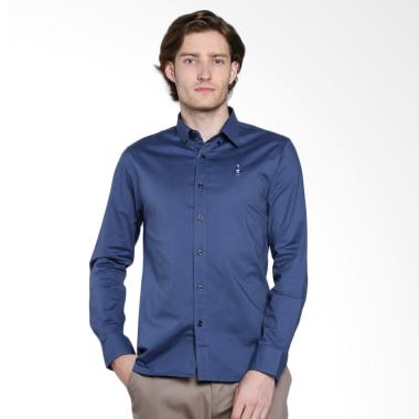 Giordano Classic Strechy Oxford Shirts Kemeja Pria - Navy [0104804302]