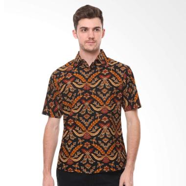 Parama Batik Wing Slim Fit Kemeja Lengan Pendek Pria - Hitam