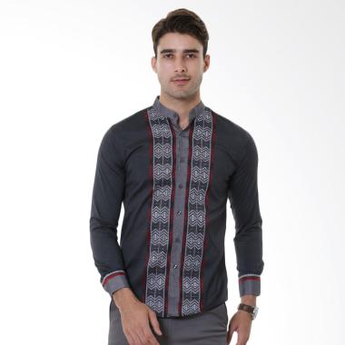 VM Koko Krah Shanghai Slimfit Baju Kemeja Pria Tangan Panjang - Abu Tua