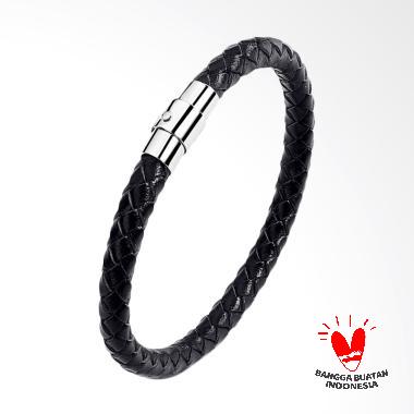 Arrazi Craft Kulit Model Simple Gelang Pria - Hitam