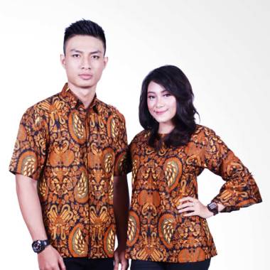 Batik Putri Ayu Solo SRB602 Batik Sarimbit Katun Baju Batik Couple - Cokelat