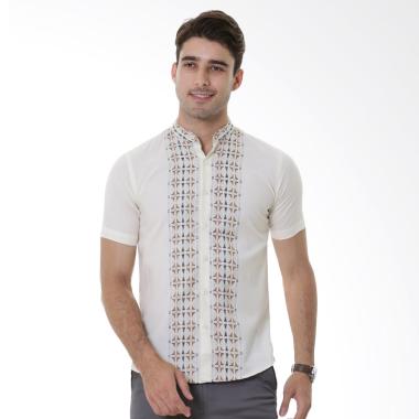VM Koko Slimfit Baju Kemeja Pria Tangan Pendek - Krem