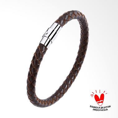 Arrazi Craft Model Simple Gelang Tali Kulit Asli Unisex