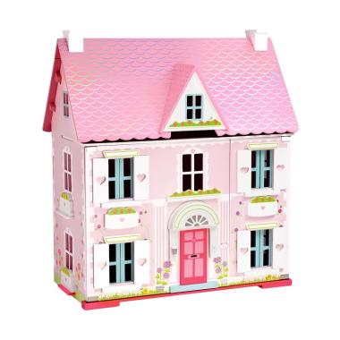 Deluxe Rosebud House with Furniture Rumah Boneka