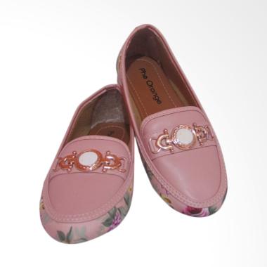 Phe Orange Motif Bunga Sepatu Loafer Wanita - Pink Phe Orange Motif Bunga Sepatu Loafer Wanita - Pink