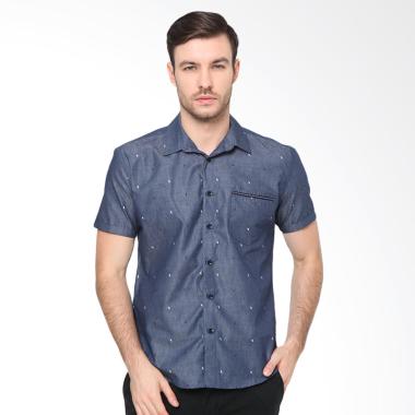 ORNITH Stripe Kemeja Pria Lengan Pendek - Navy [9236.S]