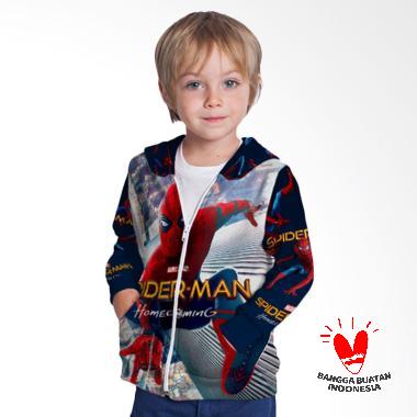 Fika Unisex Tema Spider-Man Homecoming 3D Full Print Sublimation Model Zipper Art 4 Jaket Hoodie Sweater Anak