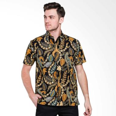 Batik Waskito Short Sleeve Cotton Batik Shirt Kemeja Batik Pria - Yellow [HB 4064]
