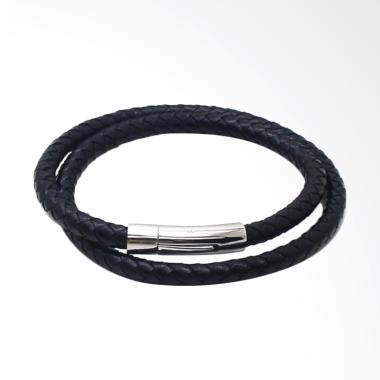 VERNYX Dual Slight Leather Gelang Pria - Black [GLT6592]