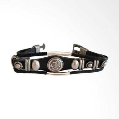 Robagin Jangkar Punk Army Kulit Gelang Pria [GLX94]