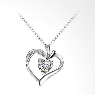 Bella & Co LKNSPCN329 Neutral Heart-Shaped Necklace Silver Plated Aksesoris Perhiasan Kalung