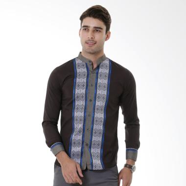 VM Koko Krah Shanghai Slimfit Baju Kemeja Pria Tangan Panjang - Coklat