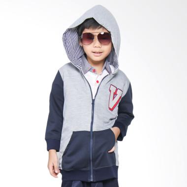 Versail M1036 Sweater Junior Sablon Grey Jaket Anak - Abu Navy