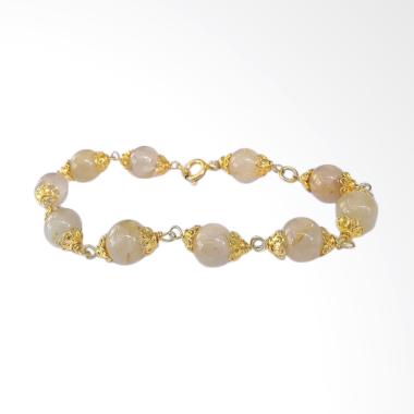 Budiana Silver Perak Batu Golden Rutill Quartz Gelang