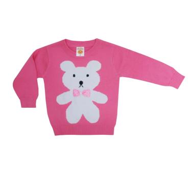 PLEU Bear Rajut Sweater Anak Perempuan - Peach