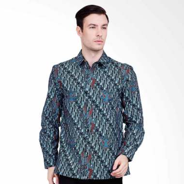 Asana Indawi Long Sleeves Kemeja Batik Pria - Blue Asana Indawi Long Sleeves Kemeja Batik Pria - Blue