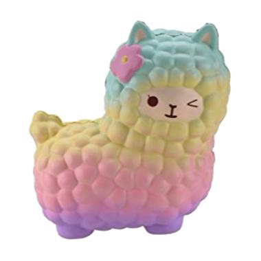 Cannies Stores Original Jumbo Alpaca Vlampo Squishy Mainan Edukasi - Rainbow Colour