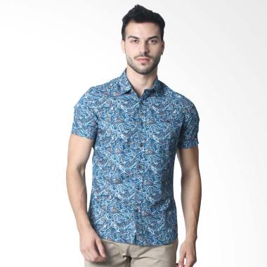Manzone Top System 3 Kemeja Batik Pria - Navy