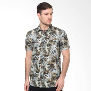 RBJ Regular Fit Kemeja Batik Pria - Kuning Coklat [603890394]