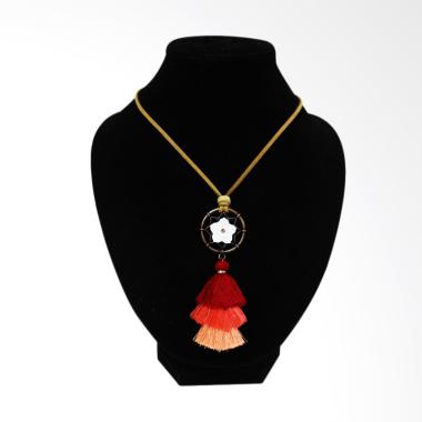 Shine Accessories KW1804 Bunga 3 Rumbai Kalung Wanita - Merah
