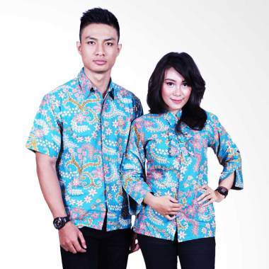Batik Putri Ayu Solo SRB605 Blouse Set Batik Couple - Biru