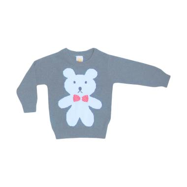 PLEU Rajut Bear Sweater Anak - Abu