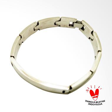 Vee Model Plat Rantai Jam Baja Putih Gelang Pria [VGPBP2/ 9x3]