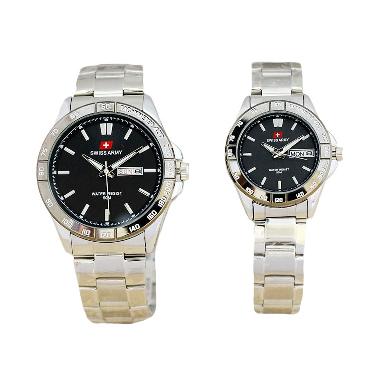 Swiss Army SA5093ML Couple Jam Tangan Watch - Silver Black