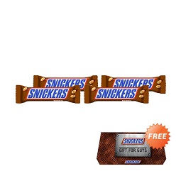 Snickers Chocolate Bar [51 g/4 pcs] + Free Gift for Guys Magnet
