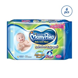 Mamypoko Baby Wipes Antiseptik Perfumed Tissue Basah - New Pack [6 Pcs/48 Sheet]